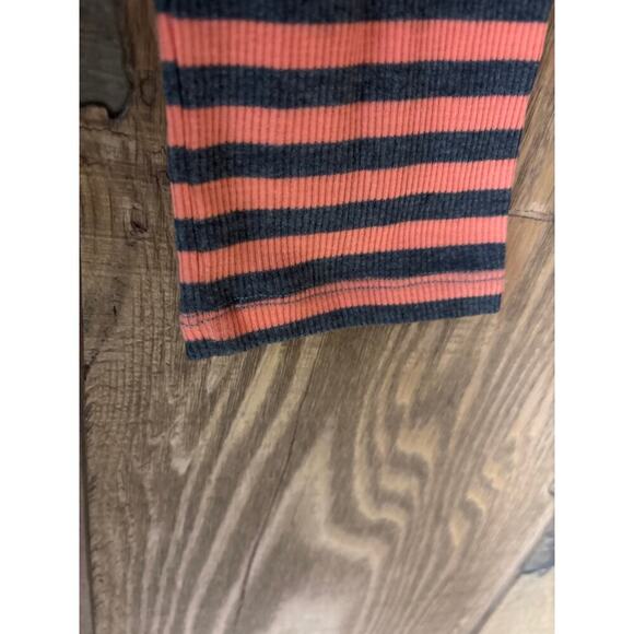 Saturday Sunday Pink and Gray Striped Long Sleeve Midi Dress Solid Gray Skirt M - Picture 8 of 9